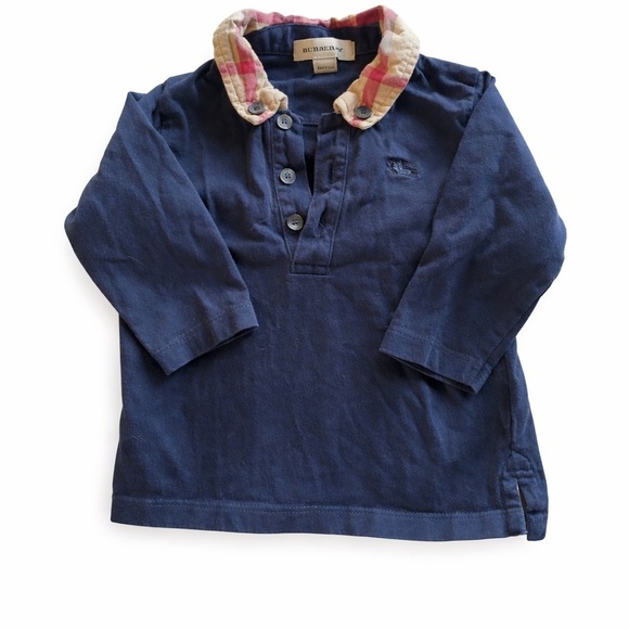Burberry Other - Burberry Kids Shirt in Navy with Red Plaid Collar